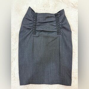 D&G Charcoal Gray Pencil Skirt with Studded Ruching